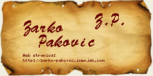 Žarko Paković vizit kartica